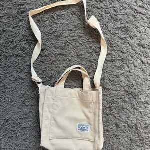 Beige Canvas Crossbody Bag